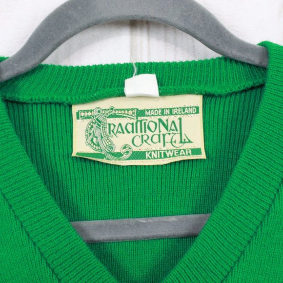 Vintage Traditional Craft Green V Neck Knitwear Pullover Sweater Size 38/40 - Picture 6 of 9